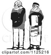 Clipart Of A Senior Man And Woman Black And White Woodcut Royalty Free Vector Illustration by xunantunich