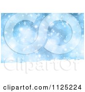 Clipart Of A Blue Bokeh Sparkle And Snowflake Background Royalty Free CGI Illustration