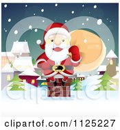 Poster, Art Print Of Santa Sitting On A Chimney On A Snowy Christmas Eve