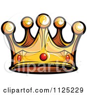 Golden King Crown With Ruby Gems