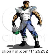 Strong Muscular Male Football Player Holding His Helmet