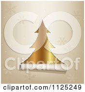 Clipart Of Torn Paper Revealing A Gold Christmas Tree Through A Snowflake Pattern Royalty Free Vector Illustration by dero