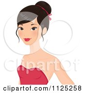 Cartoon Of A Beautiful Asian Woman Beauty With Her Hair Up Royalty Free Vector Clipart