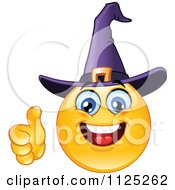 Poster, Art Print Of Halloween Witch Emoticon Face Holding A Thumb Up