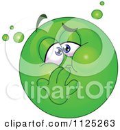 Cartoon Of A Sick Green Emoticon Face Royalty Free Vector Clipart
