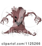 Cartoon Of A Creepy Halloween Ent Tree Royalty Free Vector Clipart by Pushkin