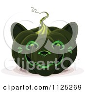Cartoon Of A Black Halloween Cat Jackolantern Pumpkin Royalty Free Vector Clipart