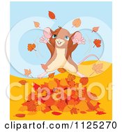 Poster, Art Print Of Happy Mouse Jumping In Autumn Leaves