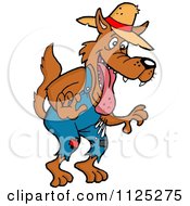 Cartoon Of A Drooling Hillbilly Wolf Royalty Free Vector Clipart by LaffToon