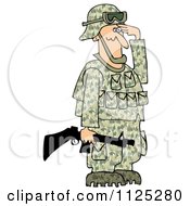 Poster, Art Print Of Army Soldier Holding A Gun And Saluting