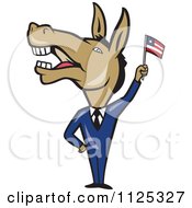 Democratic Donkey In A Suit Waving An American Flag
