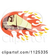 Clipart Of A Retro Big Rig Truck With Flames Royalty Free Vector Illustration by patrimonio