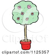 Cartoon Of A Potted Flowering Tree 1 Royalty Free Vector Clipart