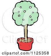 Cartoon Of A Potted Flowering Tree 2 Royalty Free Vector Clipart