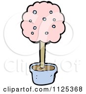 Cartoon Of A Potted Tree With Pink Foliage 1 Royalty Free Vector Clipart by lineartestpilot