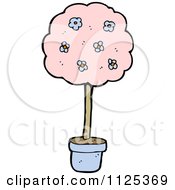 Cartoon Of A Potted Tree With Pink Foliage 2 Royalty Free Vector Clipart by lineartestpilot