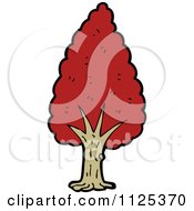 Cartoon Of A Tree With Red Autumn Foliage 1 Royalty Free Vector Clipart