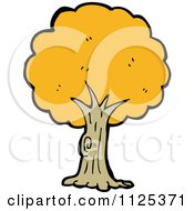 Cartoon Of A Tree With Yellow Autumn Foliage 1 Royalty Free Vector Clipart