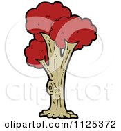 Cartoon Of A Tree With Red Autumn Foliage 2 Royalty Free Vector Clipart