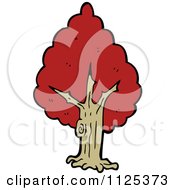 Cartoon Of A Tree With Red Autumn Foliage 3 Royalty Free Vector Clipart
