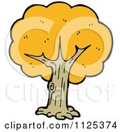Cartoon Of A Tree With Yellow Autumn Foliage 2 Royalty Free Vector Clipart