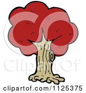Cartoon Of A Tree With Red Autumn Foliage 4 Royalty Free Vector Clipart