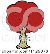 Cartoon Of A Tree With Red Autumn Foliage 6 Royalty Free Vector Clipart