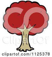 Cartoon Of A Tree With Red Autumn Foliage 7 Royalty Free Vector Clipart