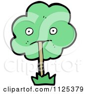 Cartoon Of An Ent Tree With Green Foliage 1 Royalty Free Vector Clipart by lineartestpilot