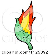 Cartoon Of A Burning Green Leaf 2 Royalty Free Vector Clipart by lineartestpilot