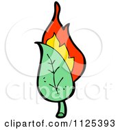 Cartoon Of A Burning Green Leaf 3 Royalty Free Vector Clipart