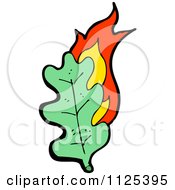 Cartoon Of A Burning Green Leaf 4 Royalty Free Vector Clipart