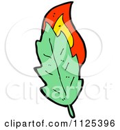 Cartoon Of A Burning Green Leaf 5 Royalty Free Vector Clipart