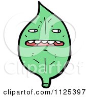 Cartoon Of A Green Leaf Character 6 Royalty Free Vector Clipart