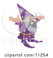 Old Male Wizard With Standing With His Arms Out