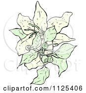 Cartoon Of A Pink Lily Plant With Berries Royalty Free Vector Clipart