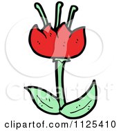 Cartoon Of A Red Tulip Flower 1 Royalty Free Vector Clipart