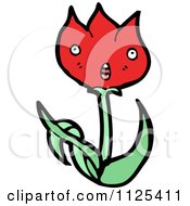 Cartoon Of A Red Tulip Flower Character Royalty Free Vector Clipart