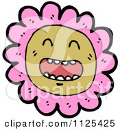 Cartoon Of A Pink Flower Character 2 Royalty Free Vector Clipart
