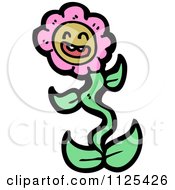 Cartoon Of A Pink Flower Character 8 Royalty Free Vector Clipart