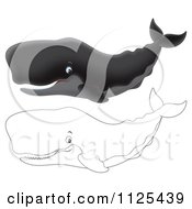 Happy Outlined And Black Sperm Whales
