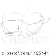 Cartoon Of A Happy Outlined Sperm Whale Royalty Free Clipart by Alex Bannykh