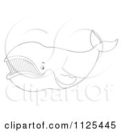 Poster, Art Print Of Outlined Happy Right Whale