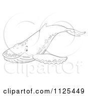 Poster, Art Print Of Outlined Happy Cute Humpback Whale