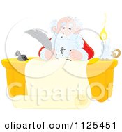 Poster, Art Print Of Santa Writing A List With A Messy Ink Quill