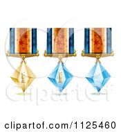 Poster, Art Print Of Roman Numeral Gold And Blue Crystal First Place Award Medals
