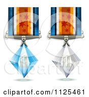 Clipart Of Roman Numeral Silver And Blue Crystal First Place Award Medals Royalty Free Vector Illustration