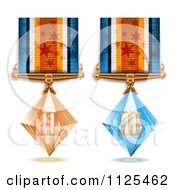 Roman Numeral Bronze And Blue Crystal First Place Award Medals