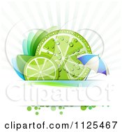 Poster, Art Print Of Lime Slices With Leaves Rays And An Umbrella