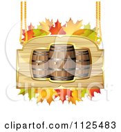 Poster, Art Print Of Autumn Wine Barrel And Leaf Sign 3